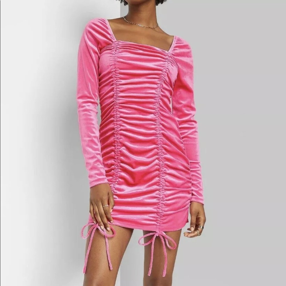 Wild Fable Pink Velvet Dress Y2K Style Bodycon 2000s Style Size XL NWT